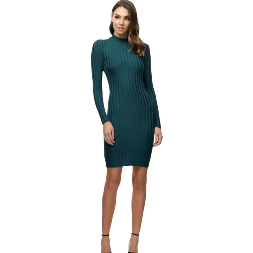 **BLACK** Kookai Marble Rib Knit Bodycon Mini Dress The Volte